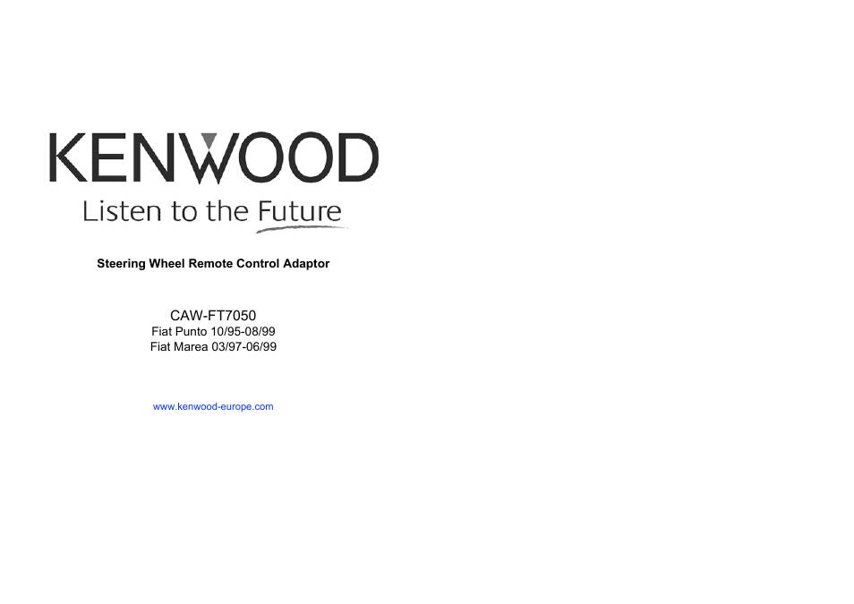 Kenwood CAW-FT7050 User Manual | 4 pages