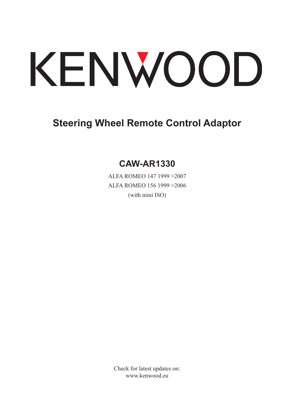 Kenwood CAW-AR1330 User Manual | 3 pages