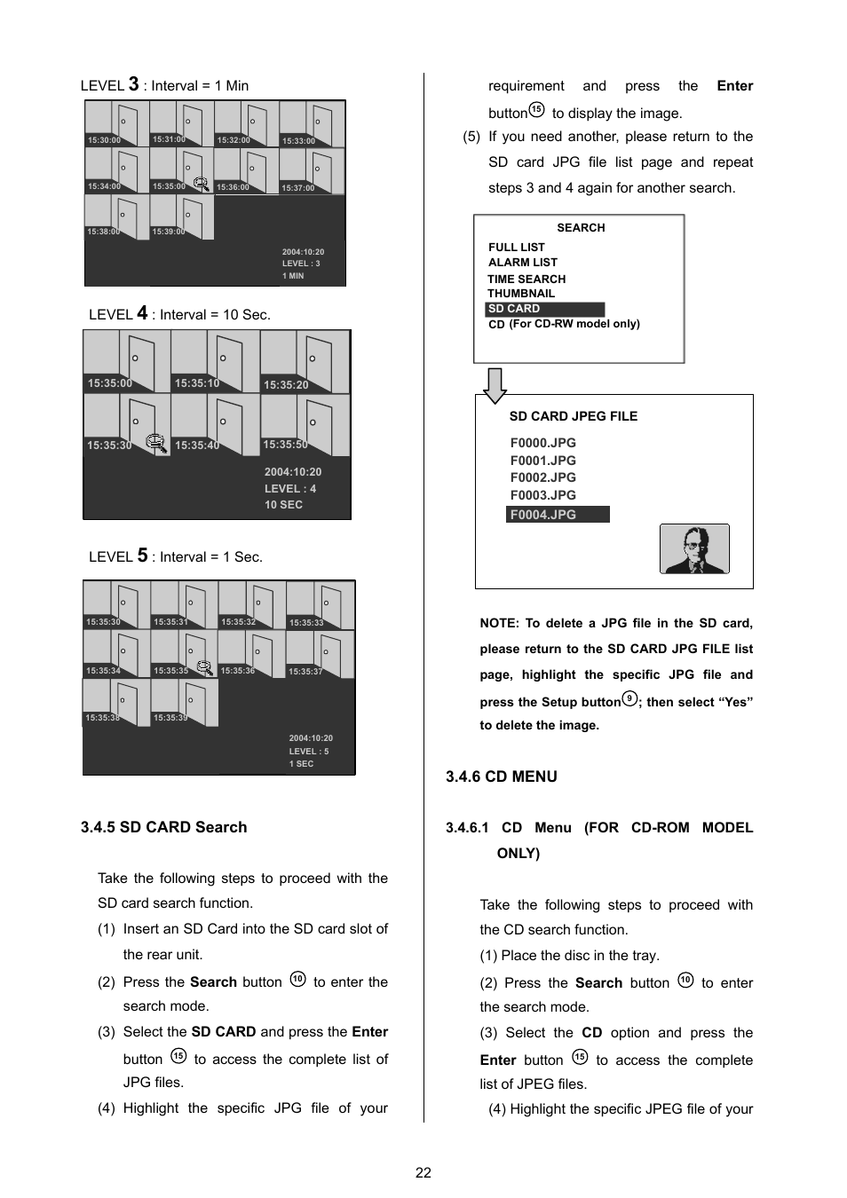 5 sd card search, 6 cd menu | Approach Tech DVR-3024M User Manual | Page 24 / 67
