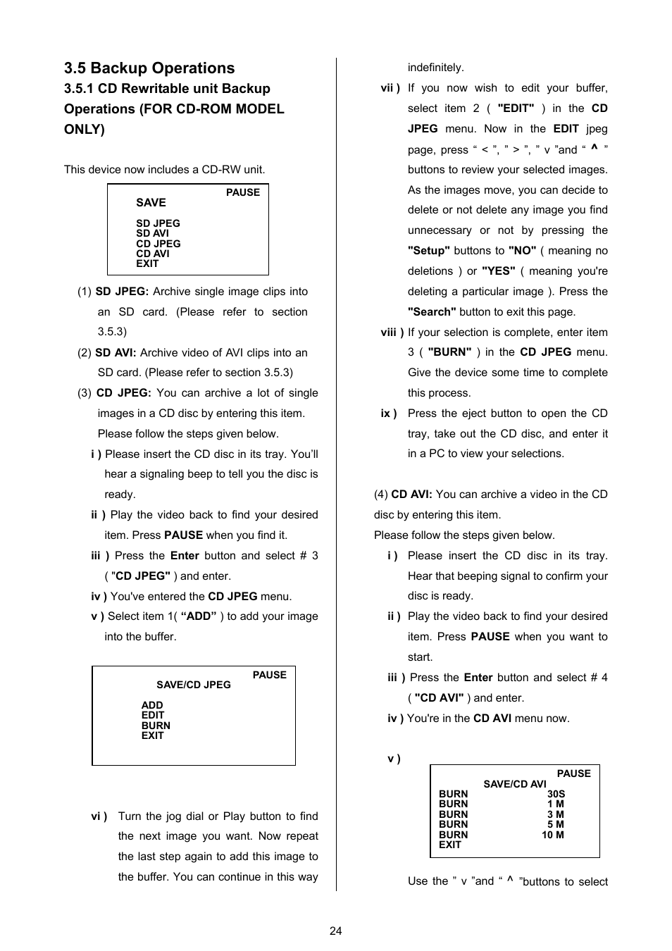 5 backup operations | Approach Tech DVR-3024M User Manual | Page 26 / 67