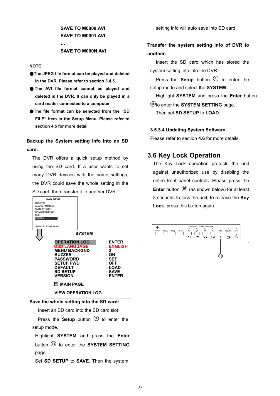 4 updating system software, 6 key lock operation | Approach Tech DVR-3024M User Manual | Page 29 / 67