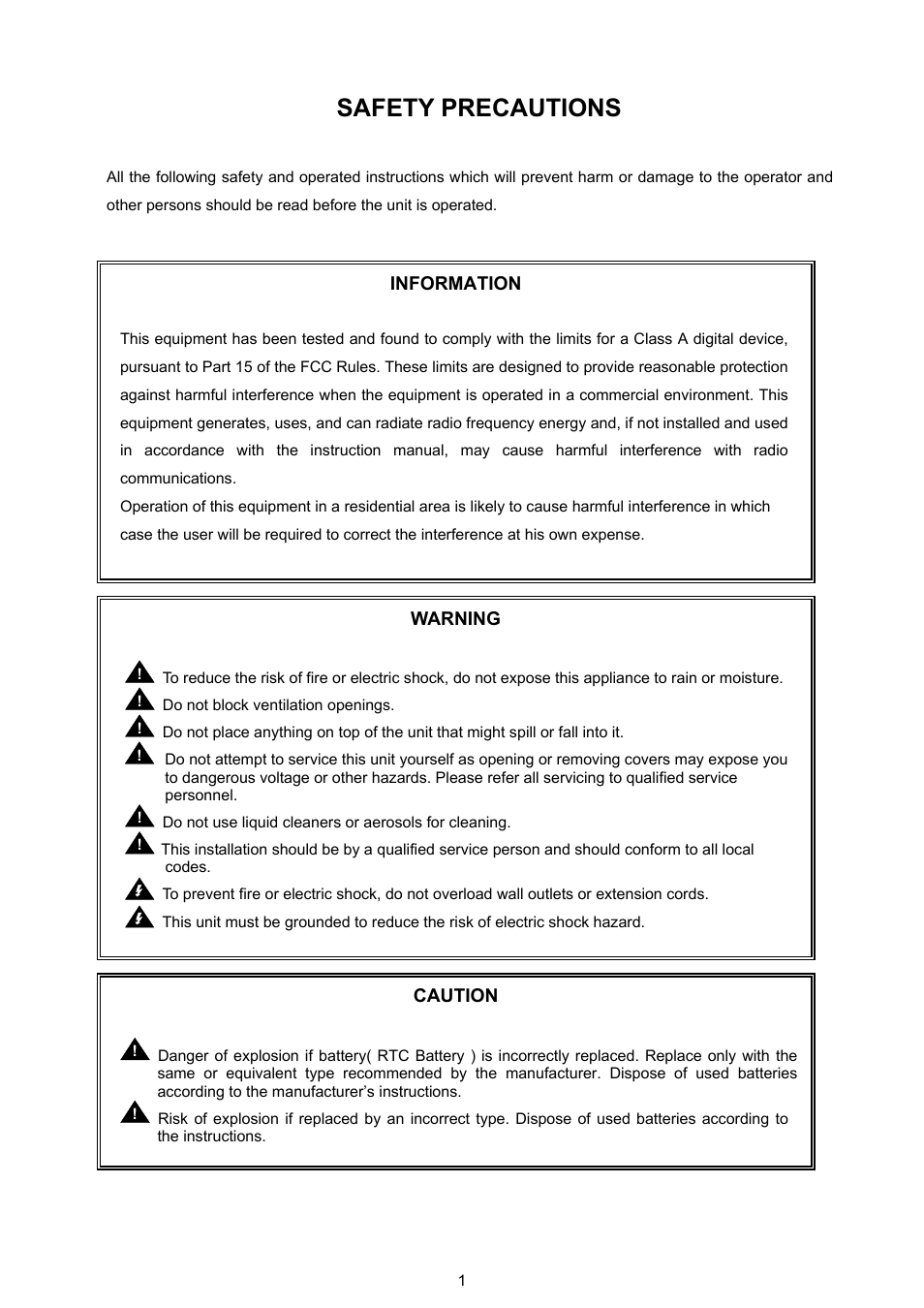 Safety precautions | Approach Tech DVR-3024M User Manual | Page 3 / 67