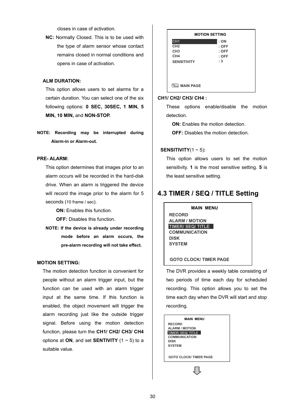 3 timer / seq / title setting | Approach Tech DVR-3024M User Manual | Page 32 / 67