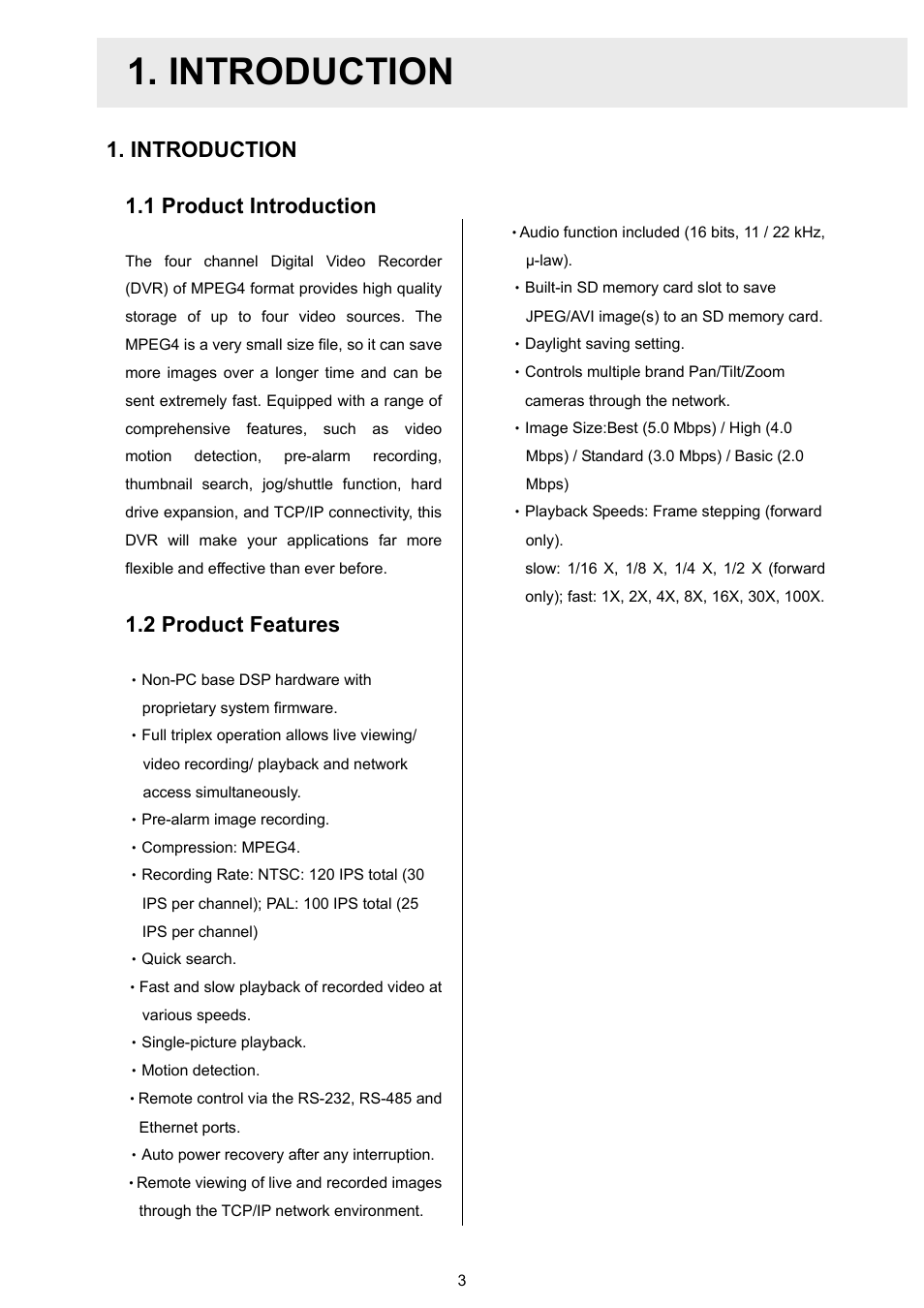 Introduction, 1 product introduction, 2 product features | Approach Tech DVR-3024M User Manual | Page 5 / 67