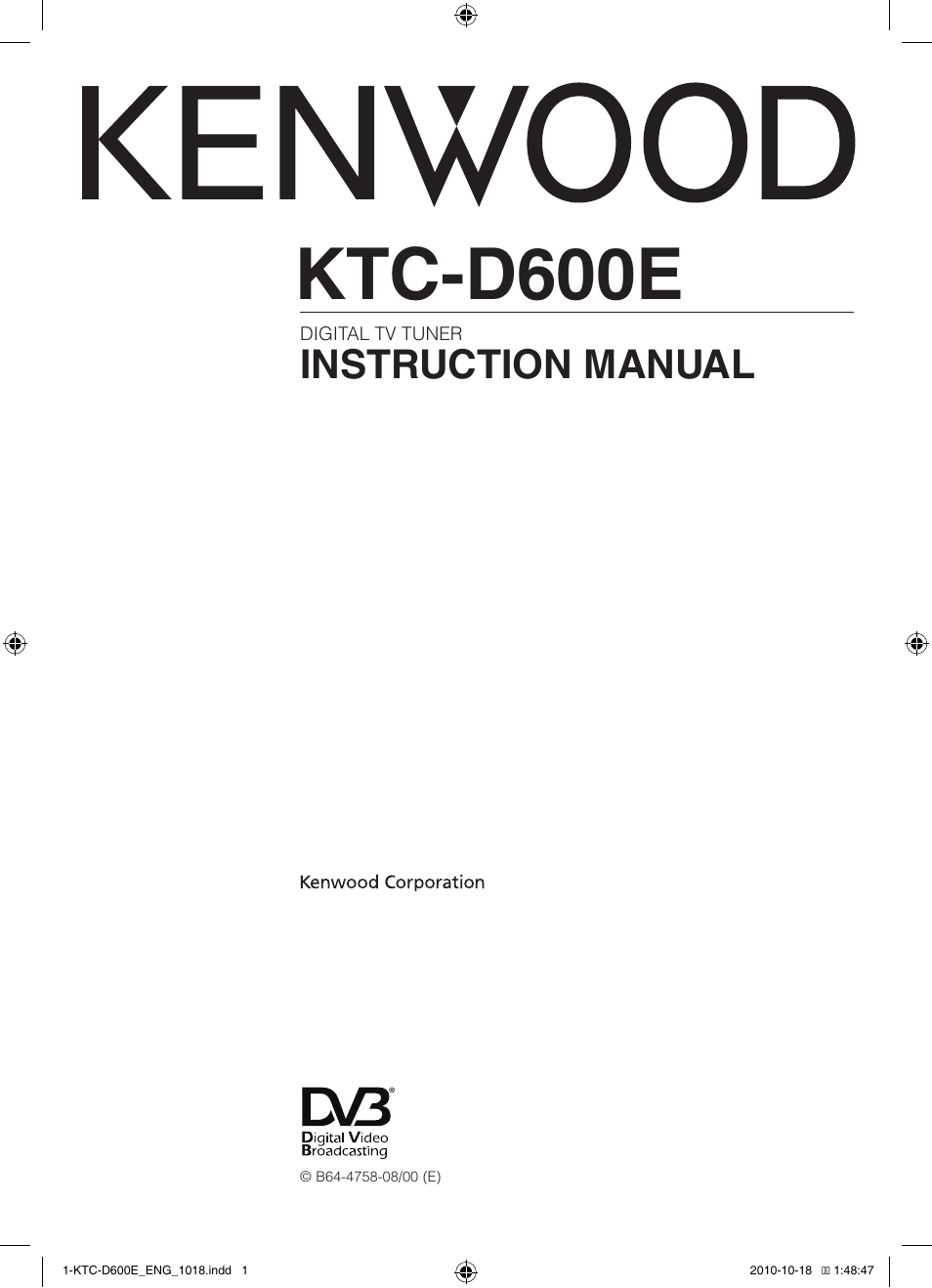 Kenwood KTC-D600E User Manual | 22 pages