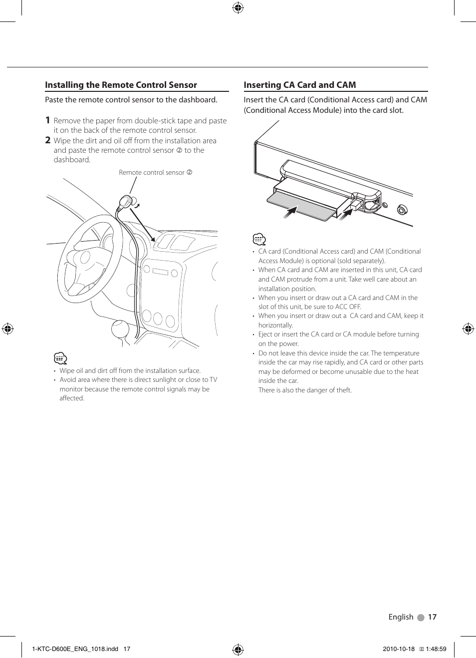 Installation | Kenwood KTC-D600E User Manual | Page 17 / 22
