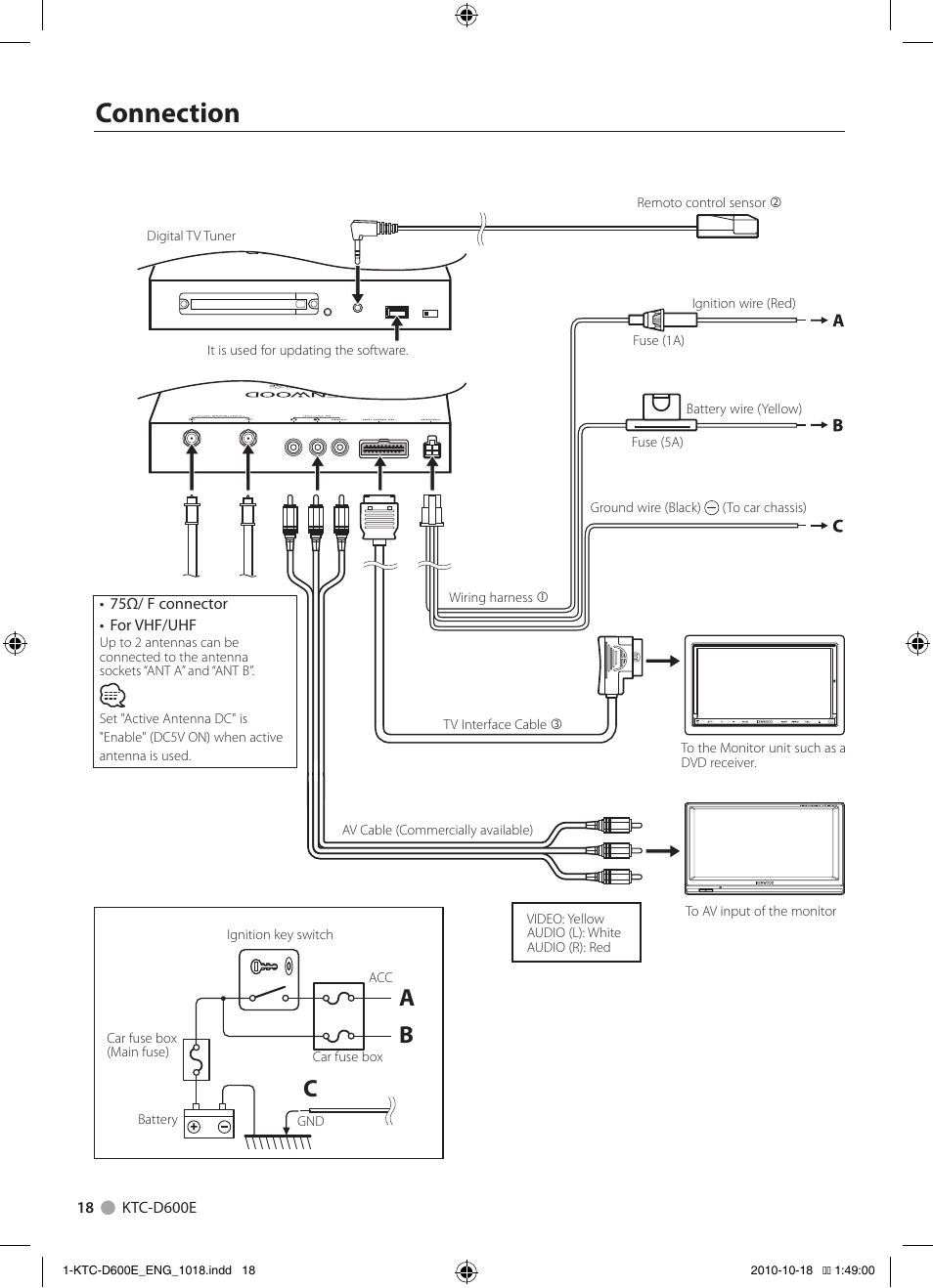 Connection, Bc a | Kenwood KTC-D600E User Manual | Page 18 / 22