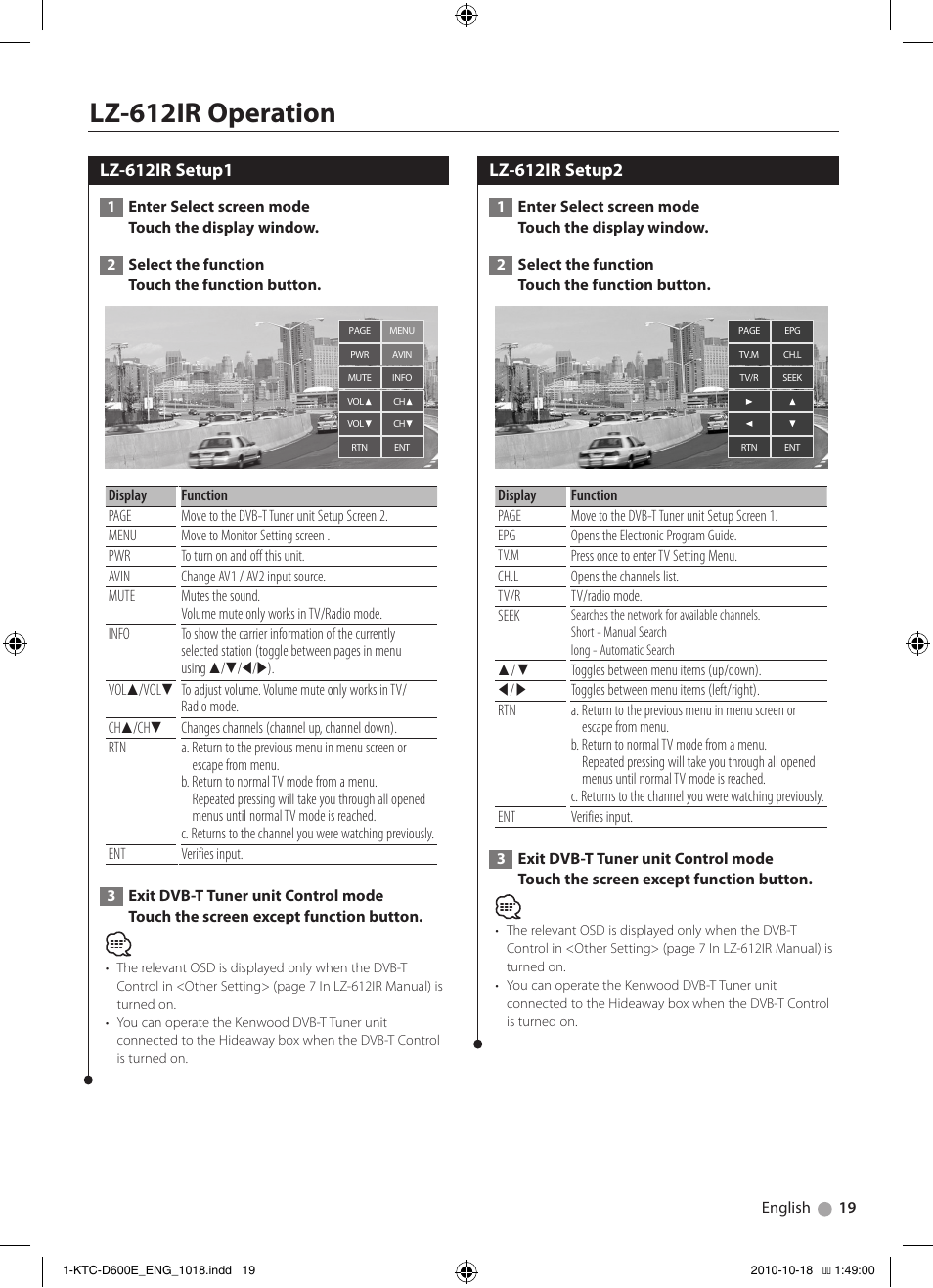 Lz-612ir operation | Kenwood KTC-D600E User Manual | Page 19 / 22