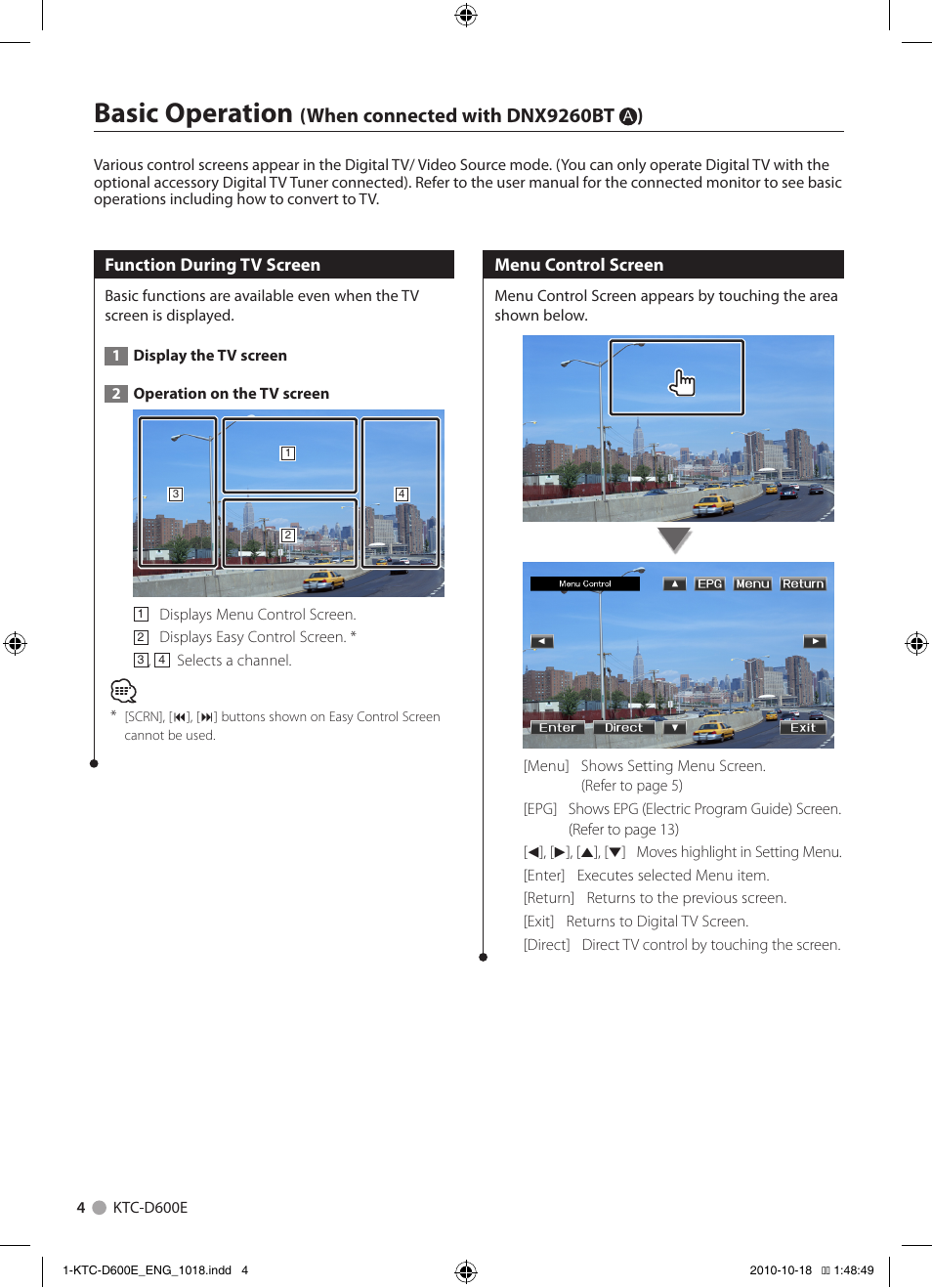 Basic operation, When connected with dnx9260bt | Kenwood KTC-D600E User Manual | Page 4 / 22