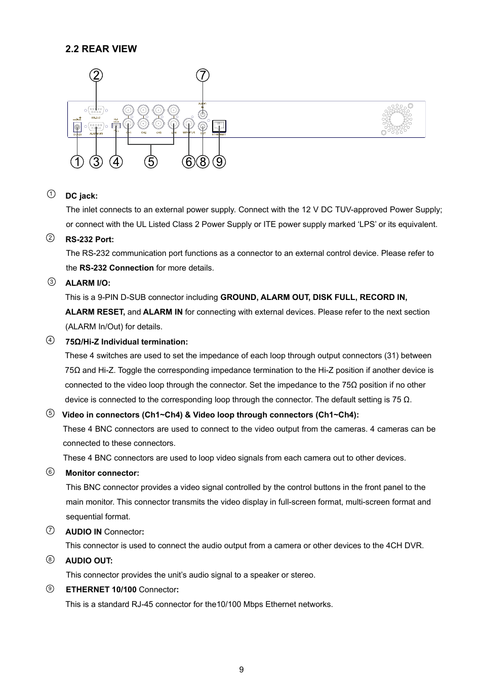 2 rear view | Approach Tech DVR-3704T User Manual | Page 11 / 47
