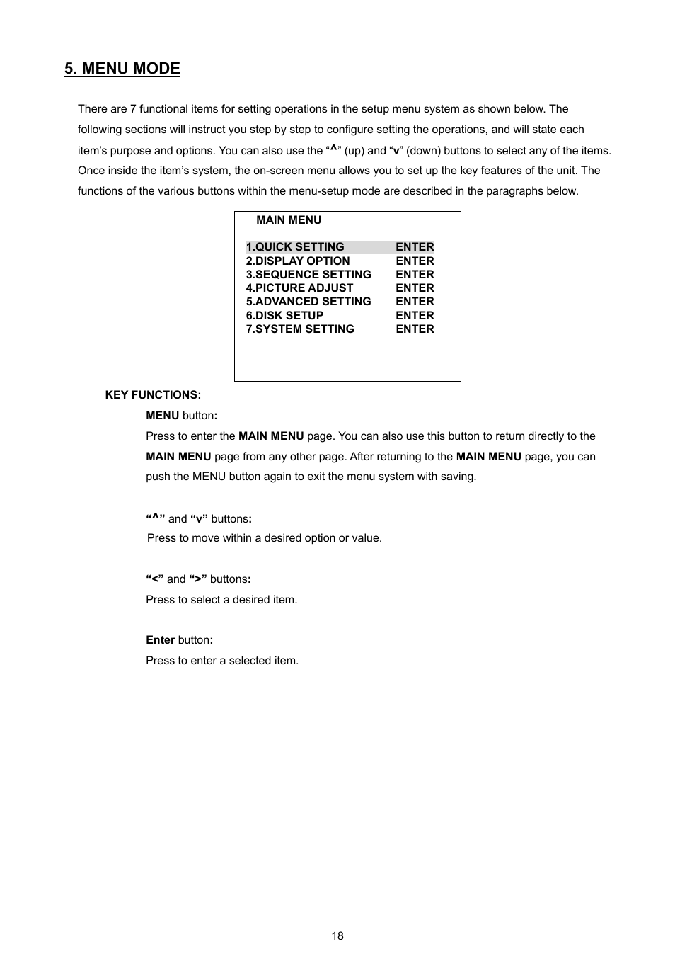 Menu mode | Approach Tech DVR-3704T User Manual | Page 20 / 47