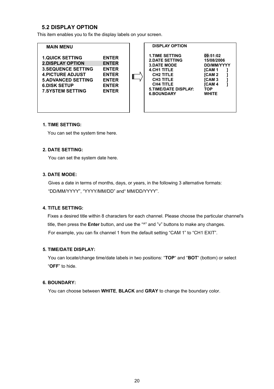 2 display option | Approach Tech DVR-3704T User Manual | Page 22 / 47