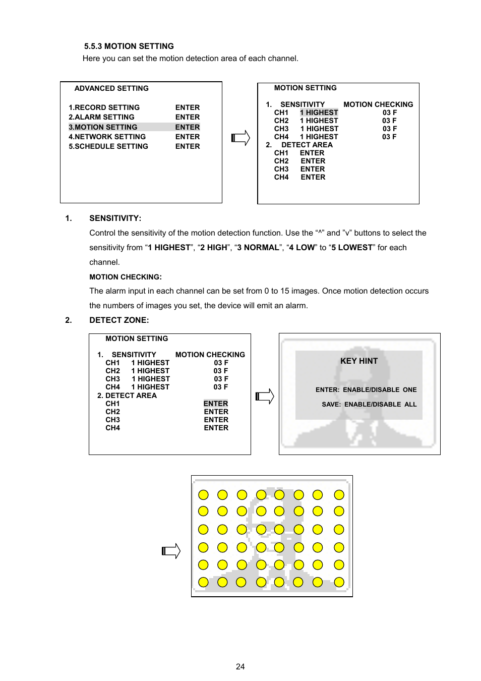 3 motion setting | Approach Tech DVR-3704T User Manual | Page 26 / 47