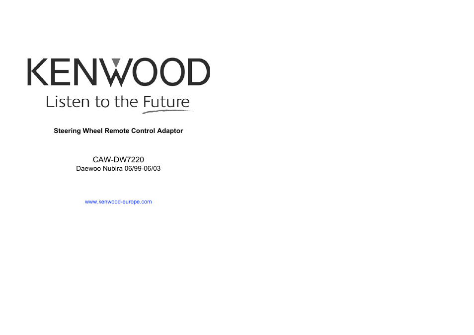 Kenwood CAW-DW7220 User Manual | 4 pages