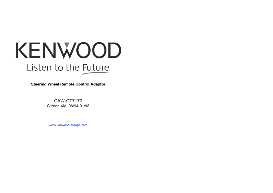 Kenwood CAW-CT7170 User Manual | 4 pages