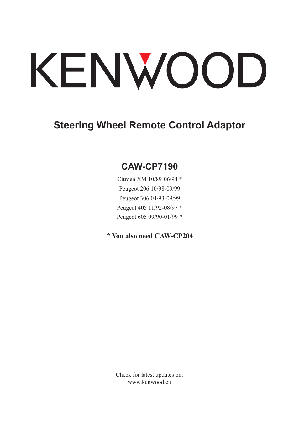 Kenwood CAW-CP7190 User Manual | 3 pages