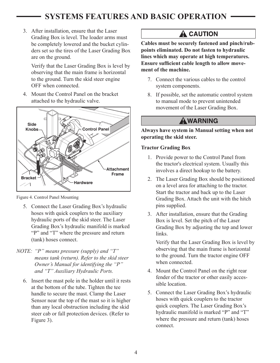 Tractor grading box, Systems features and basic operation, A caution | ATI Technologies Lawn Mower User Manual | Page 14 / 25