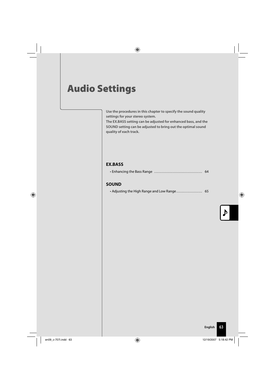 En09_c-707i.pdf, Audio settings | Kenwood C-707i-W User Manual | Page 63 / 84