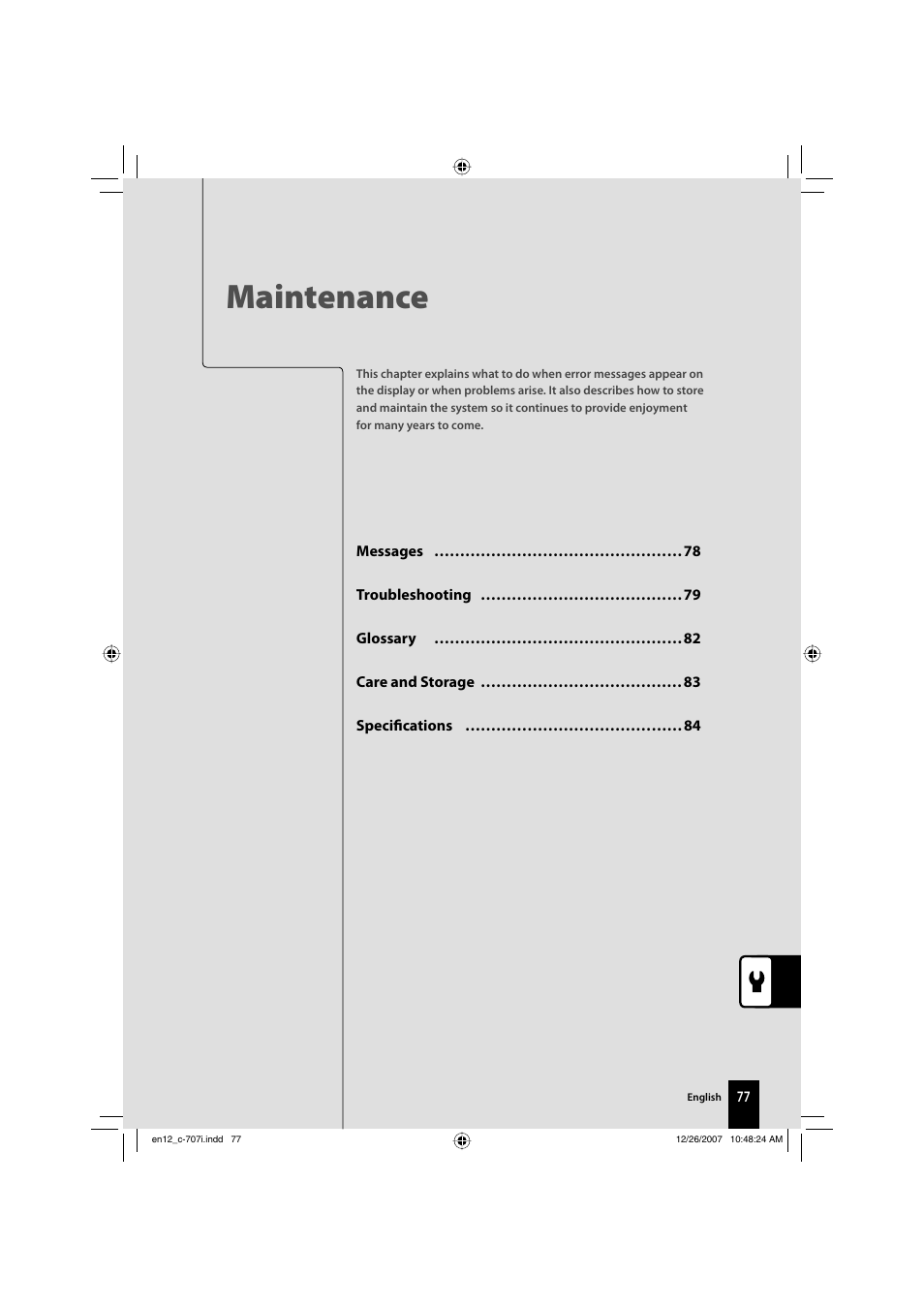 En12_c-707i.pdf, Maintenance | Kenwood C-707i-W User Manual | Page 77 / 84