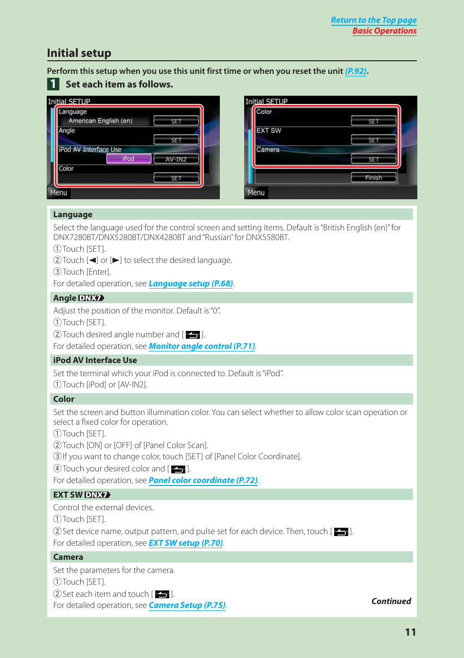 Initial setup | Kenwood DNX4280BT User Manual | Page 12 / 106