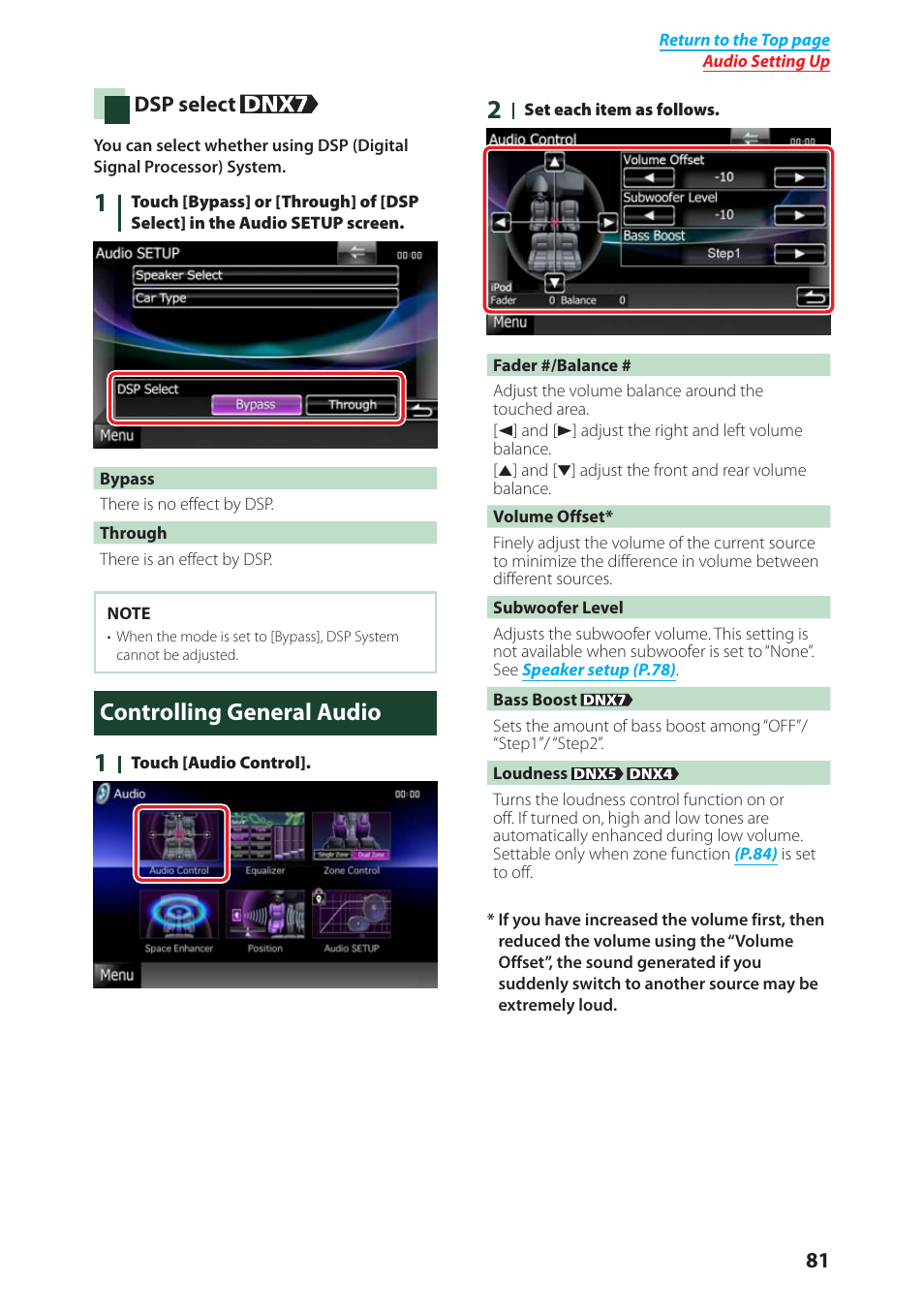 Controlling general audio, P.81) | Kenwood DNX4280BT User Manual | Page 82 / 106