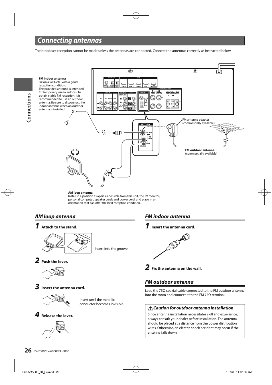 Connecting antennas | Kenwood RA-5000 User Manual | Page 26 / 60