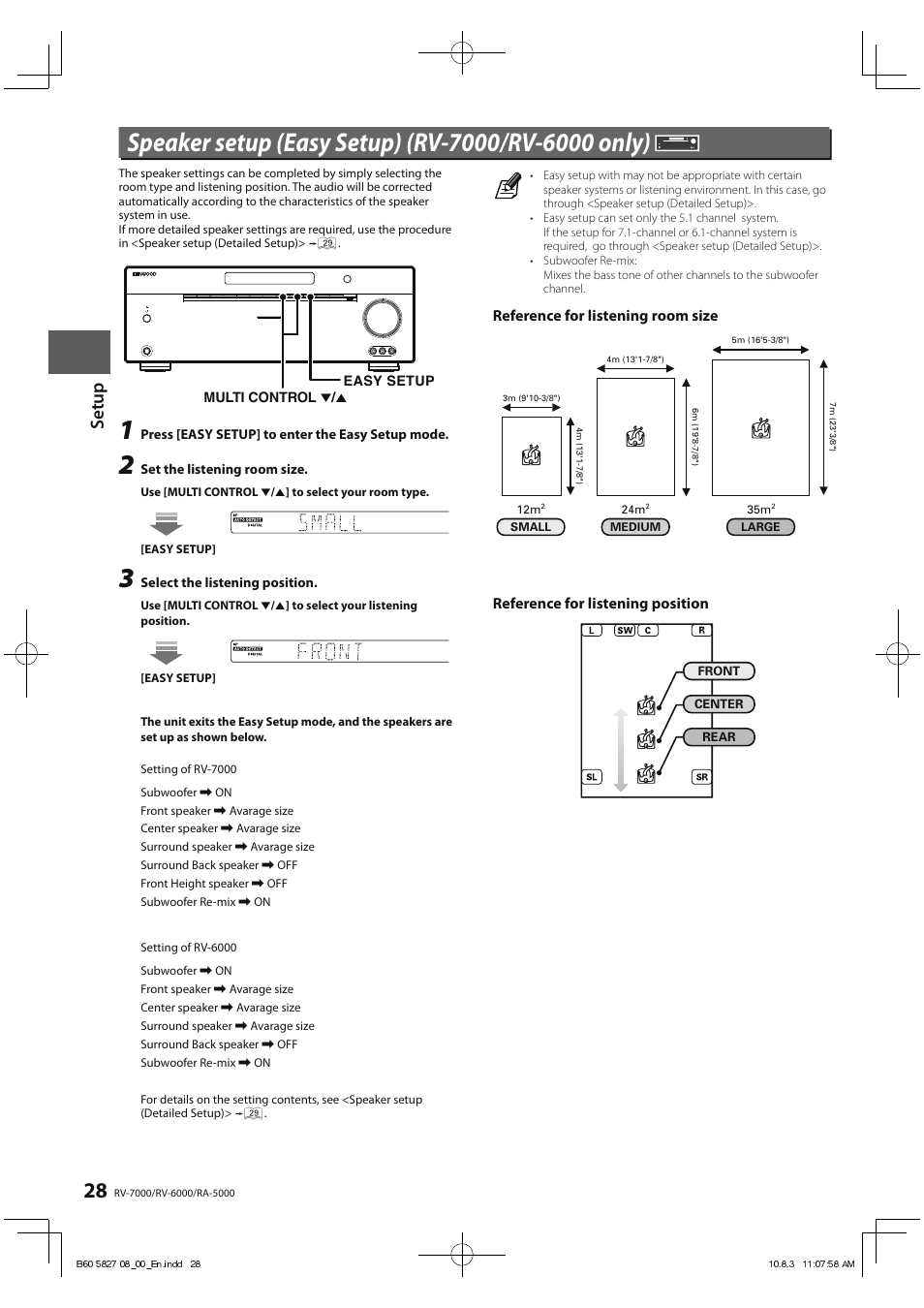 Set u p | Kenwood RA-5000 User Manual | Page 28 / 60