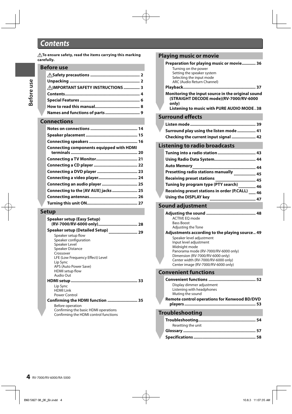 Kenwood RA-5000 User Manual | Page 4 / 60