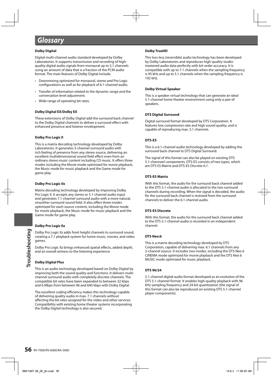 Glossary | Kenwood RA-5000 User Manual | Page 56 / 60