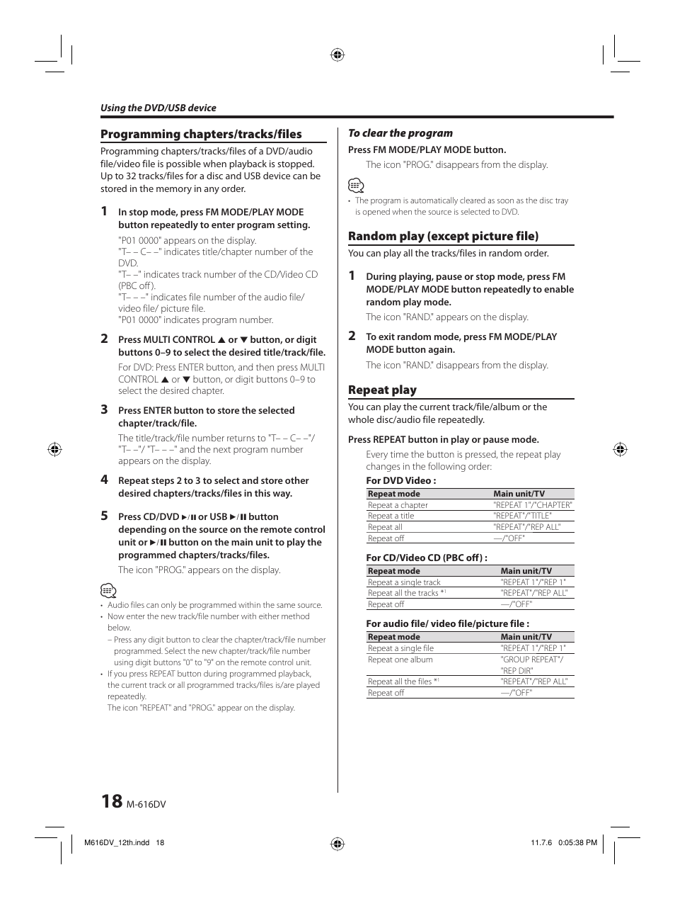 Kenwood M-616DV-W User Manual | Page 18 / 32