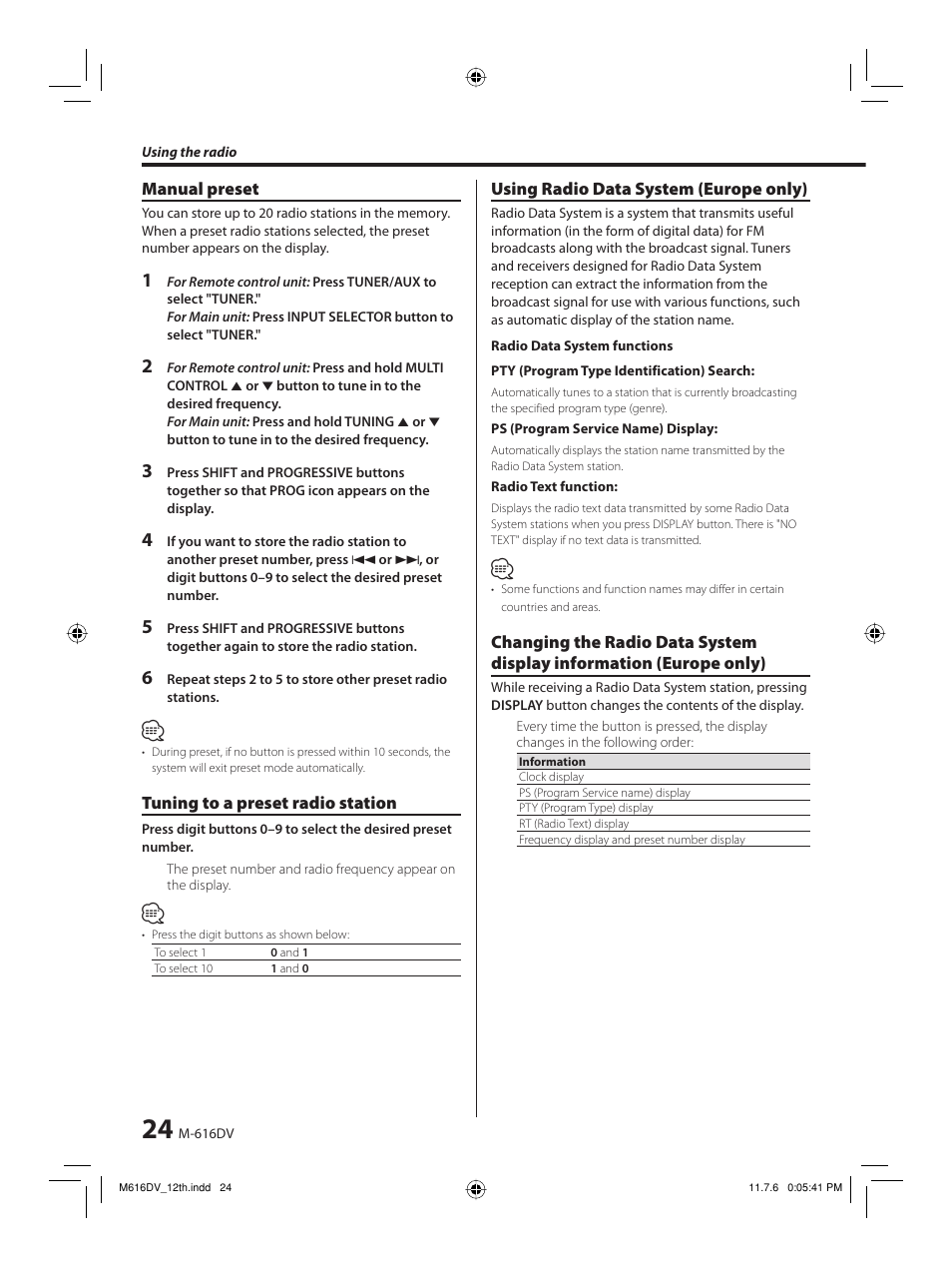 Kenwood M-616DV-W User Manual | Page 24 / 32