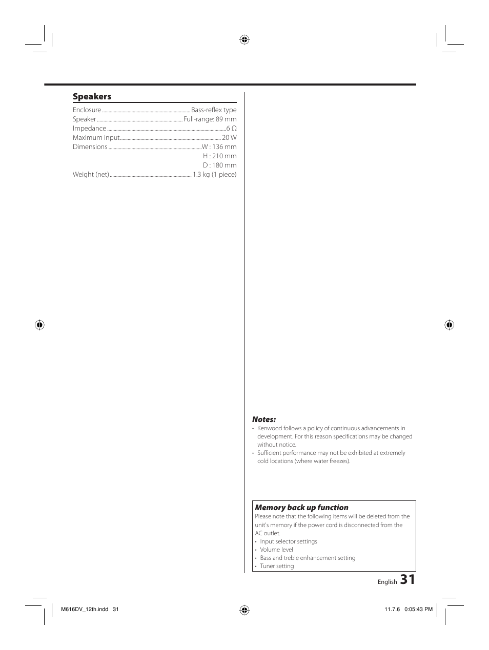 Kenwood M-616DV-W User Manual | Page 31 / 32