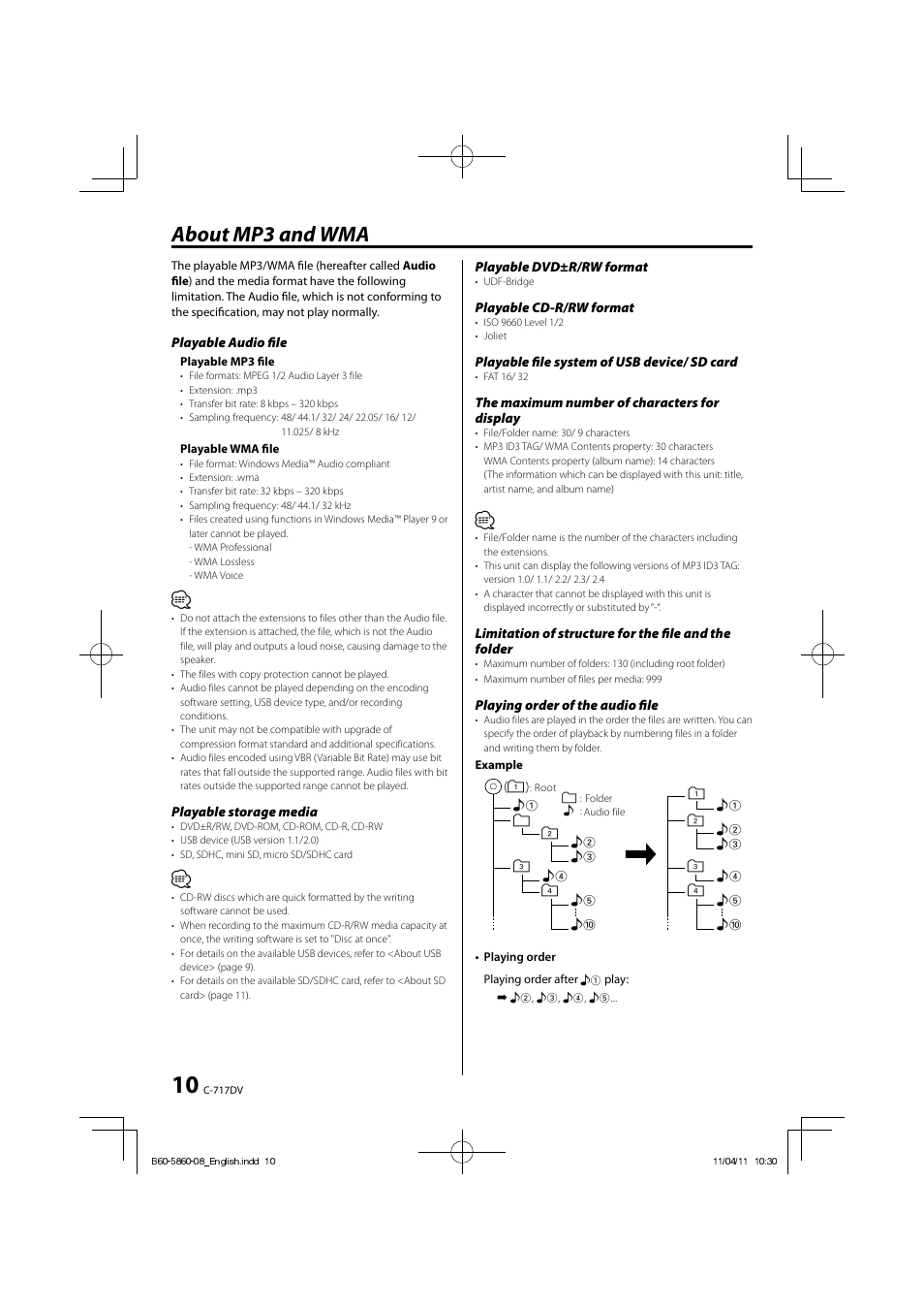 About mp3 and wma | Kenwood C-717DV User Manual | Page 10 / 32