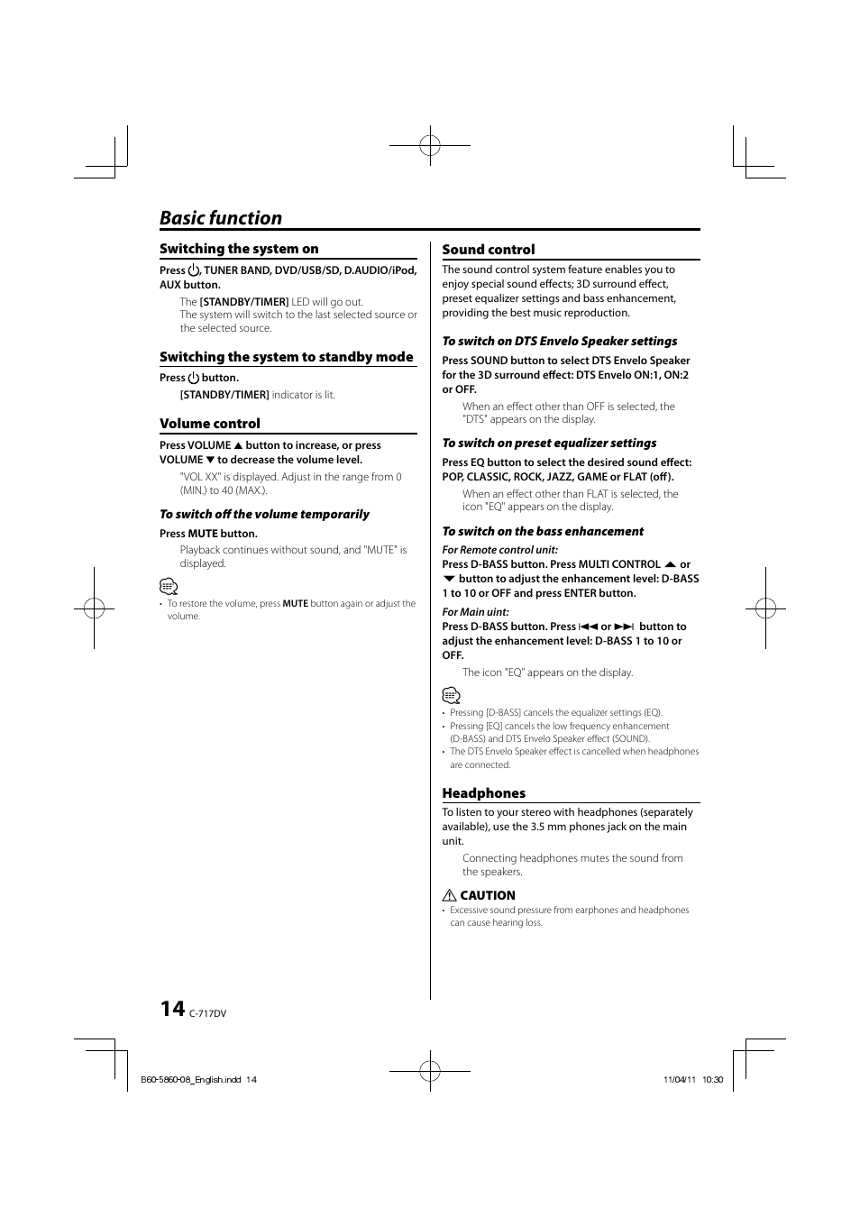 Basic function | Kenwood C-717DV User Manual | Page 14 / 32