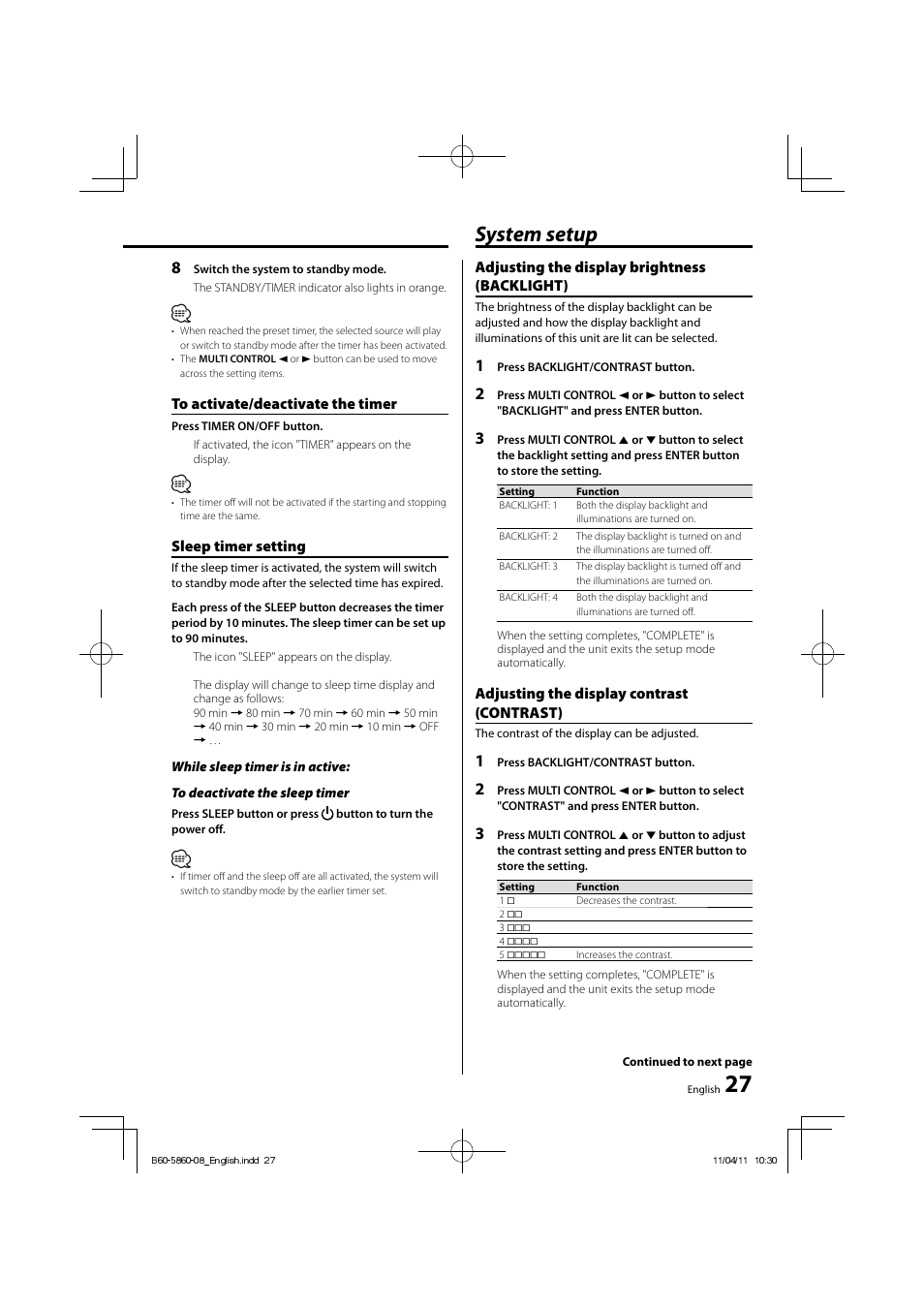 System setup | Kenwood C-717DV User Manual | Page 27 / 32