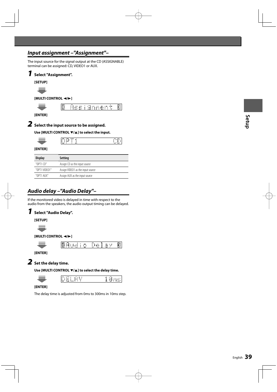 Audio delay –"audio delay | Kenwood KRF-V8300D User Manual | Page 39 / 72