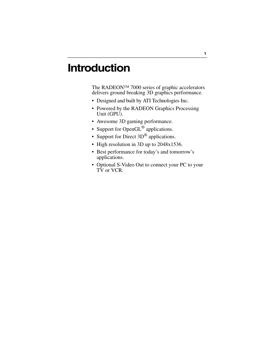 Introduction | ATI Technologies RADEON 7000 User Manual | Page 5 / 38