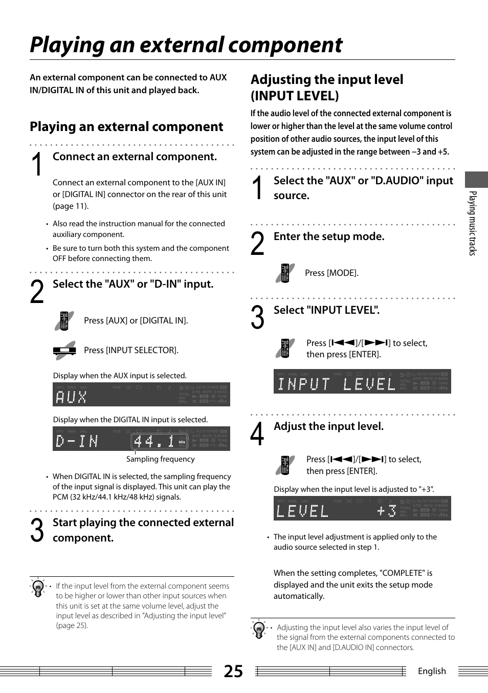 Playing an external component | Kenwood K-323-BK User Manual | Page 25 / 50