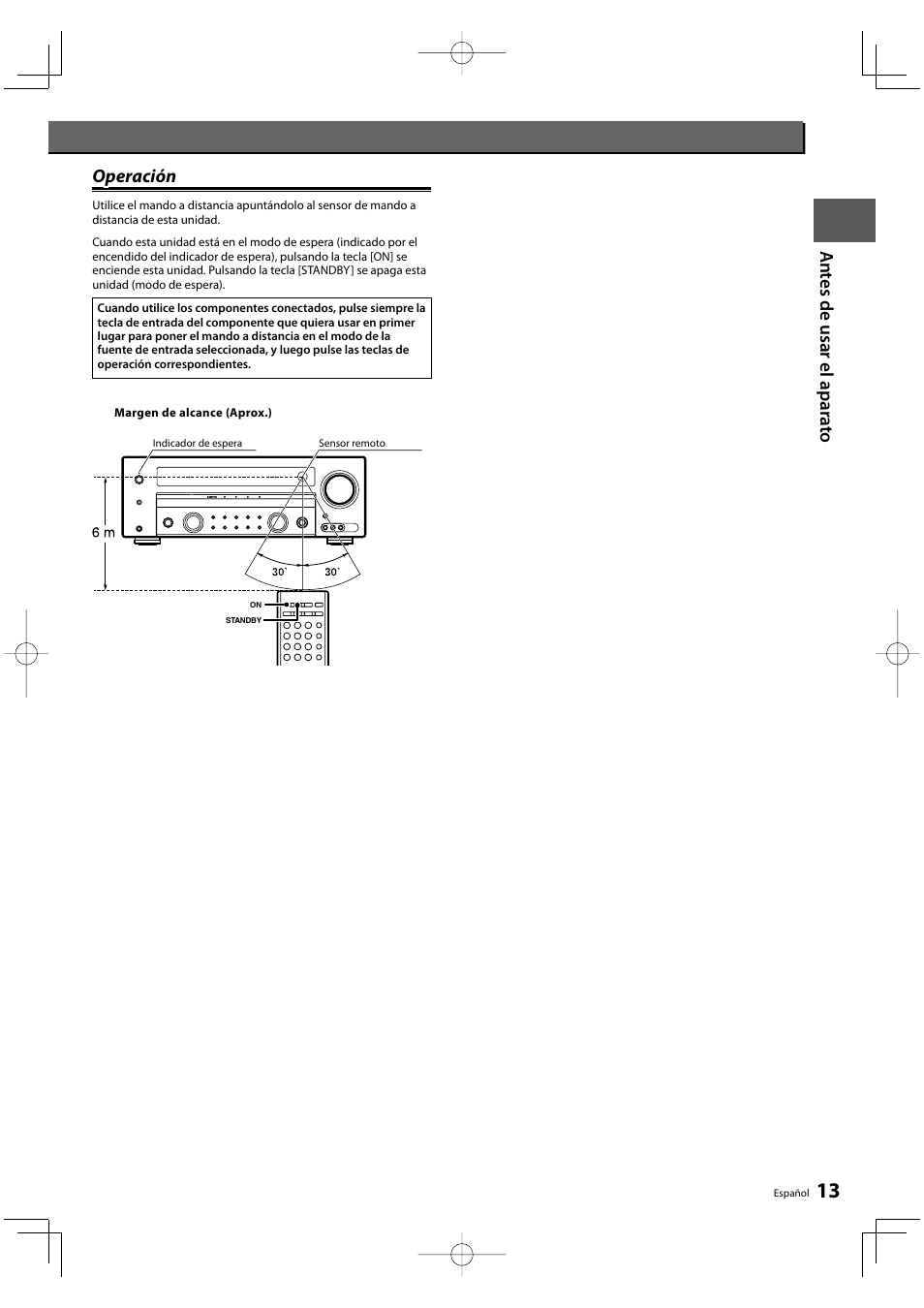 An te s de us ar e l apara to, Operación | Kenwood KRF-V8300D-S User Manual | Page 13 / 72