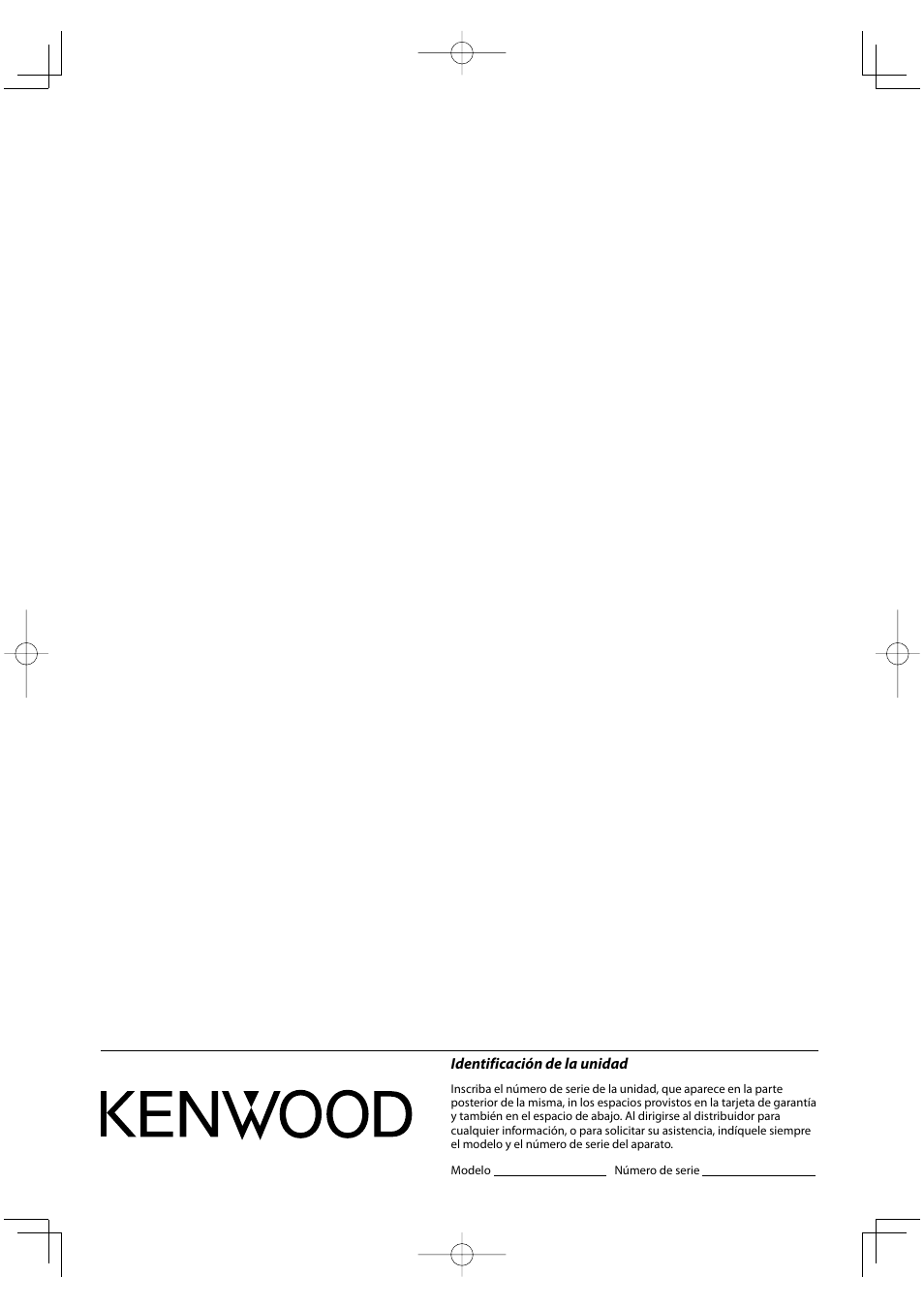 Identificación de la unidad | Kenwood KRF-V8300D-S User Manual | Page 72 / 72