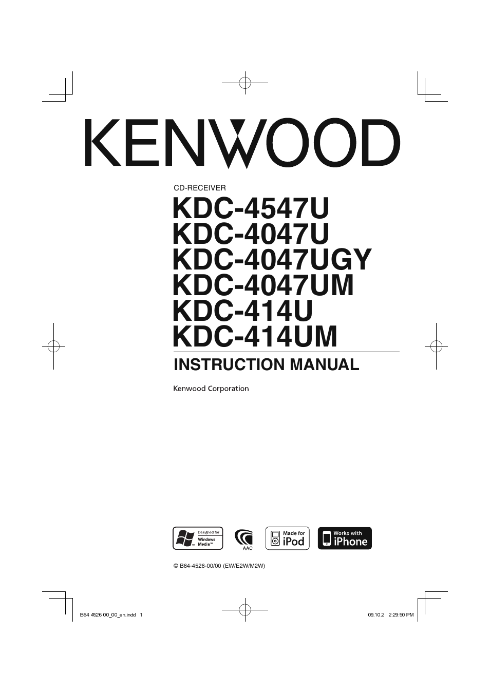 Kenwood KDC-4547UB User Manual | 24 pages