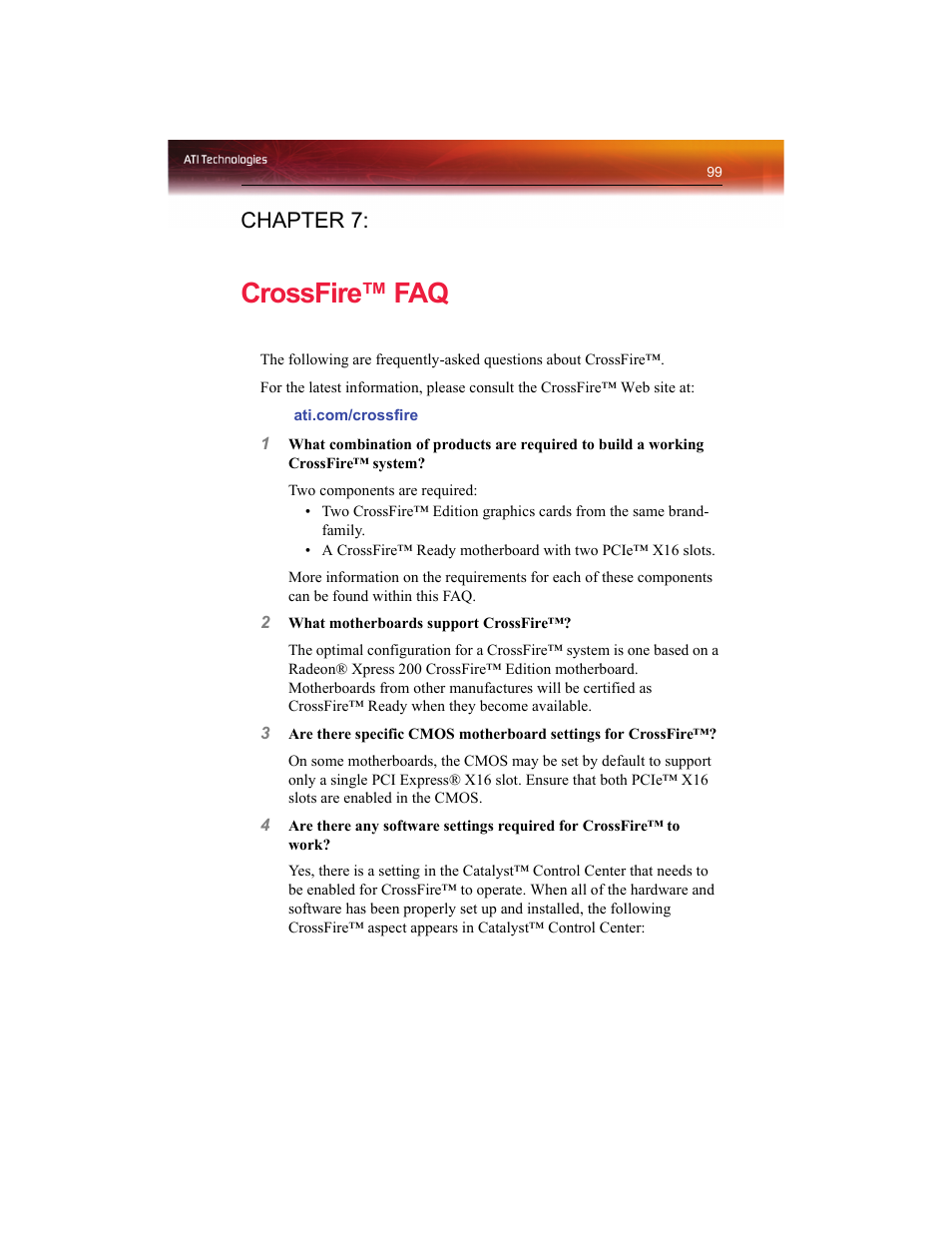 Crossfire™ faq, Chapter 7 | ATI Technologies RADEON X1550 SERIES User Manual | Page 107 / 148