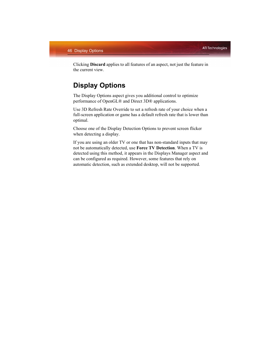 Display options | ATI Technologies RADEON X1550 SERIES User Manual | Page 54 / 148