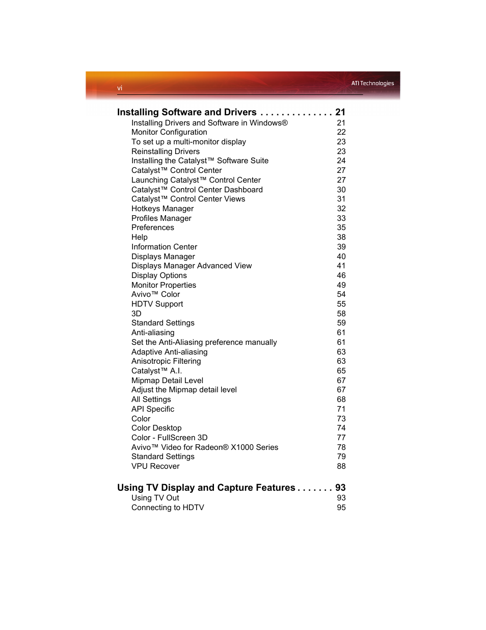 ATI Technologies RADEON X1550 SERIES User Manual | Page 6 / 148