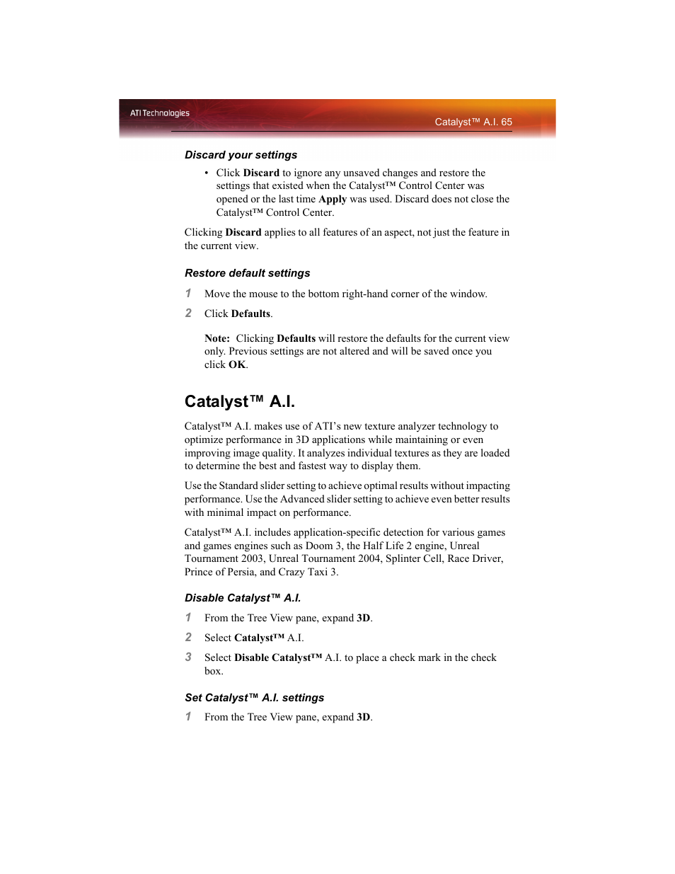 Catalyst™ a.i | ATI Technologies RADEON X1550 SERIES User Manual | Page 73 / 148