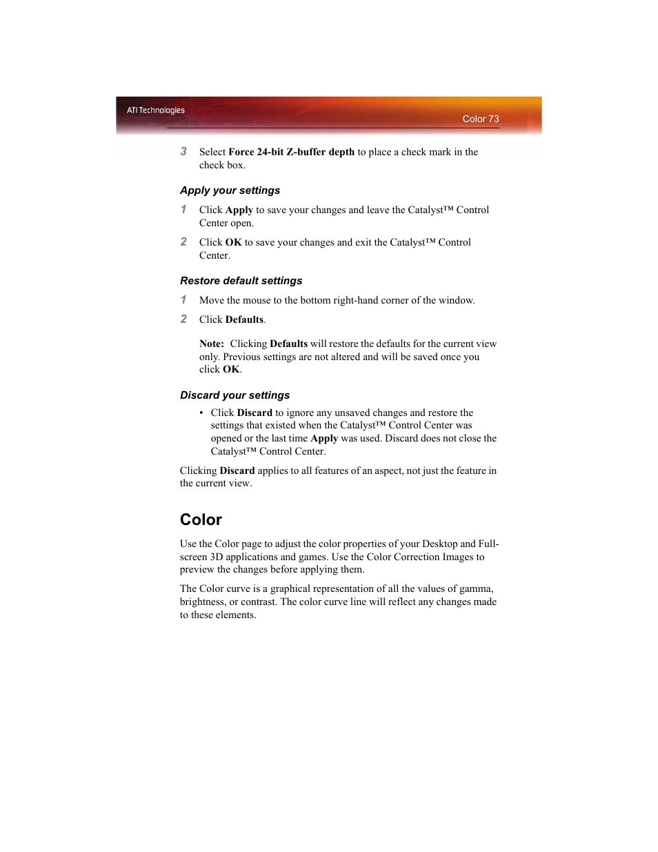 Color | ATI Technologies RADEON X1550 SERIES User Manual | Page 81 / 148