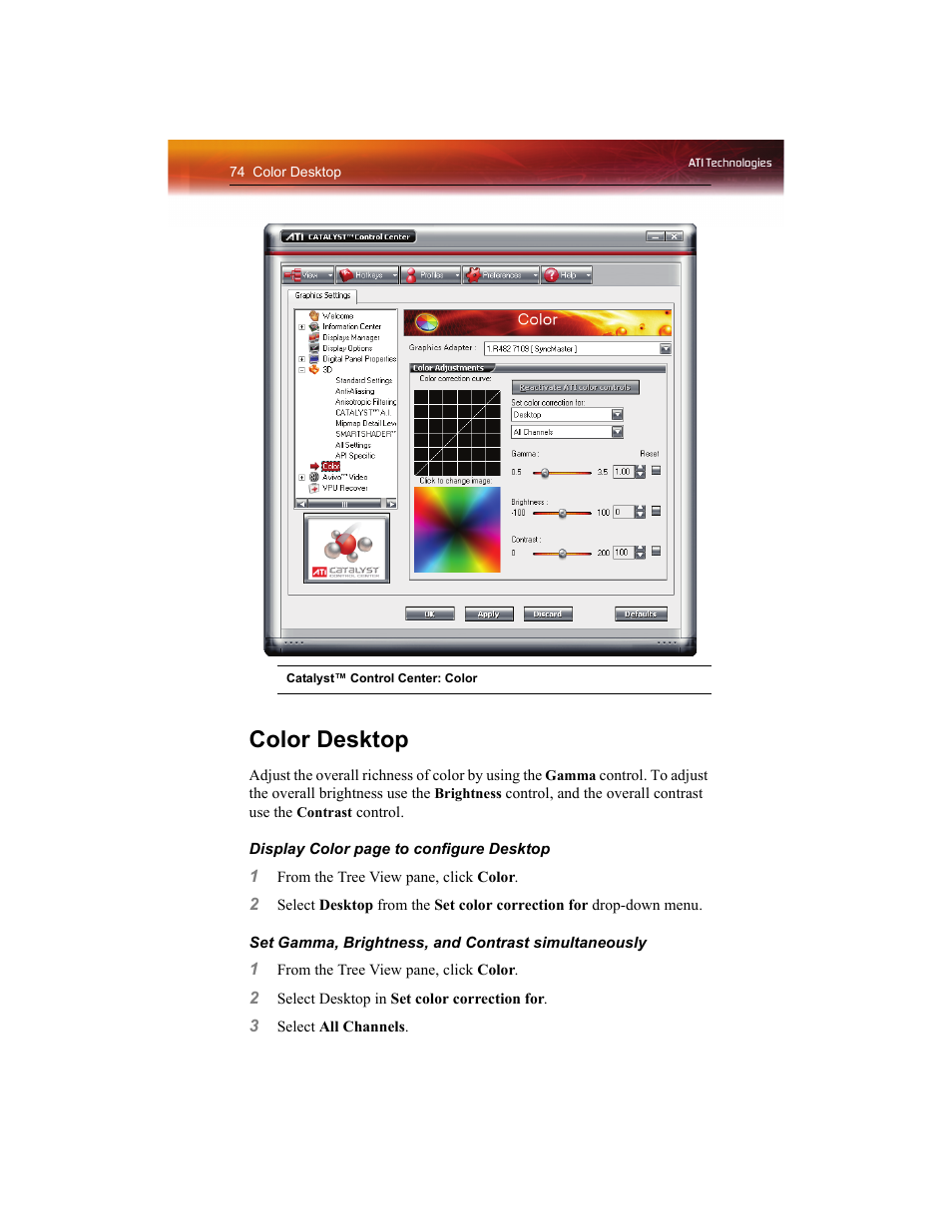 Color desktop | ATI Technologies RADEON X1550 SERIES User Manual | Page 82 / 148