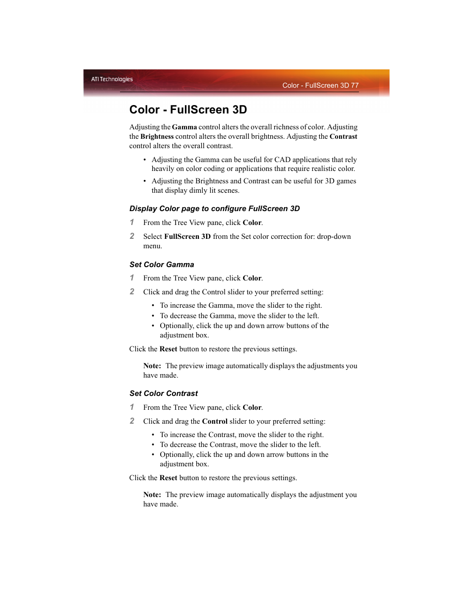 Color - fullscreen 3d | ATI Technologies RADEON X1550 SERIES User Manual | Page 85 / 148