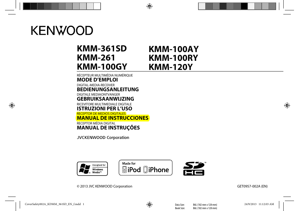 Kenwood KMM-361SD User Manual | 13 pages