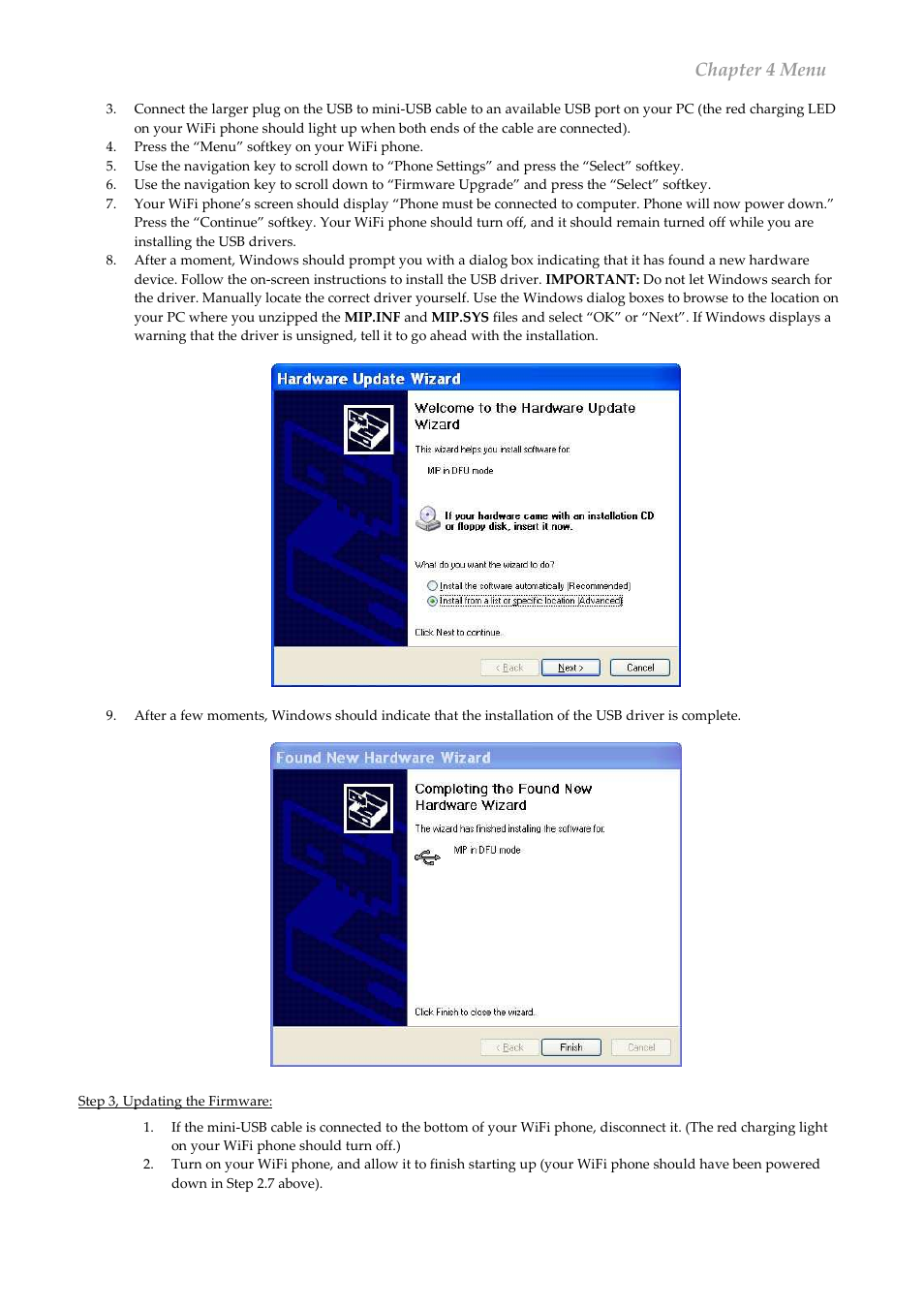 Chapter 4 menu | ATI Technologies QuickPhones QA-341 User Manual | Page 21 / 29